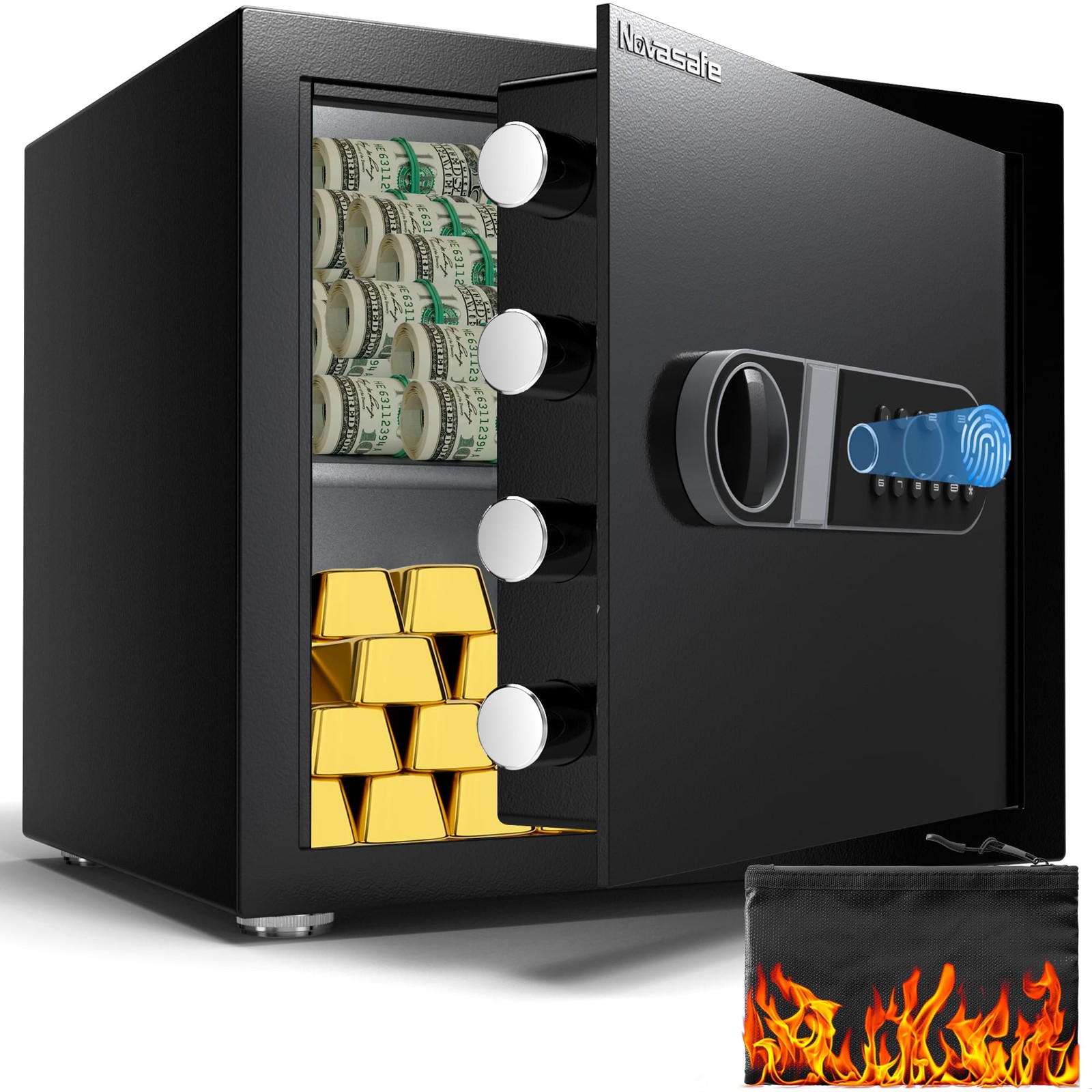 Novasafe NS-B-35F 1.4 Cu ft Fingerprint Cabinet Safe Fireproof Waterproof