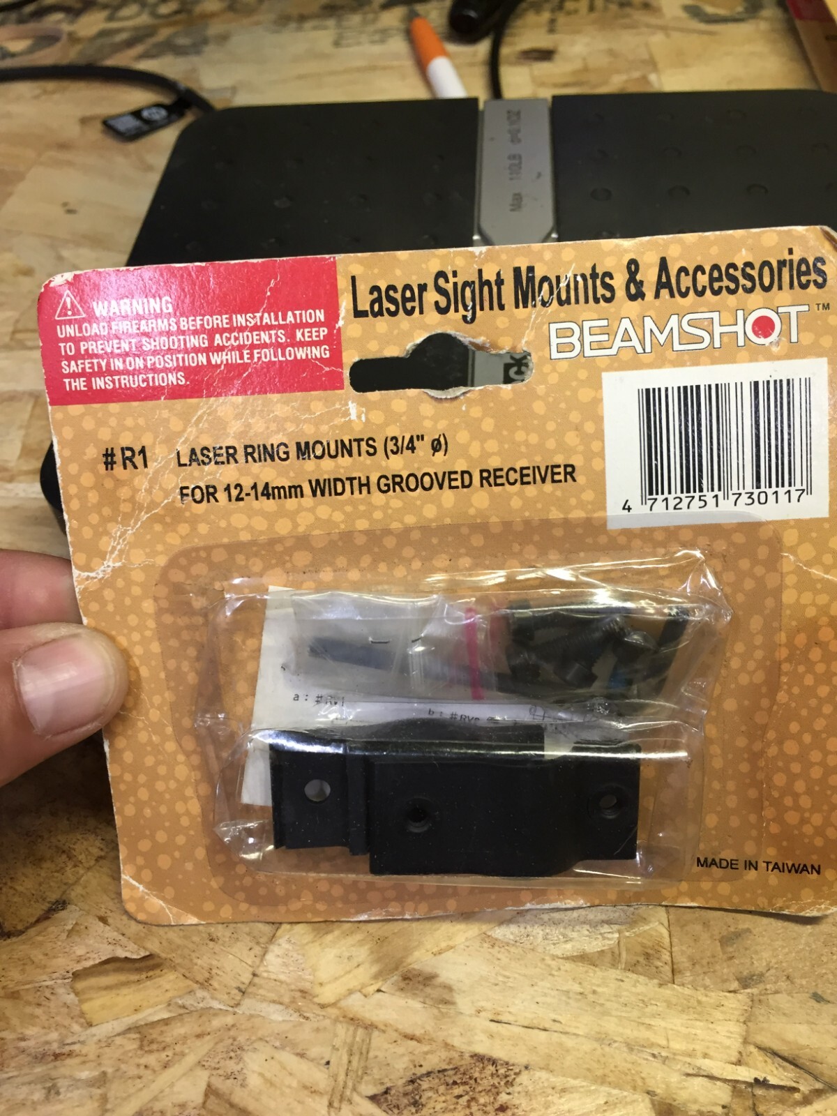 NOS Beamshot Laser Mount # R1 Laser Ring Mounts 3/4" For 12-14mm Width Grooved