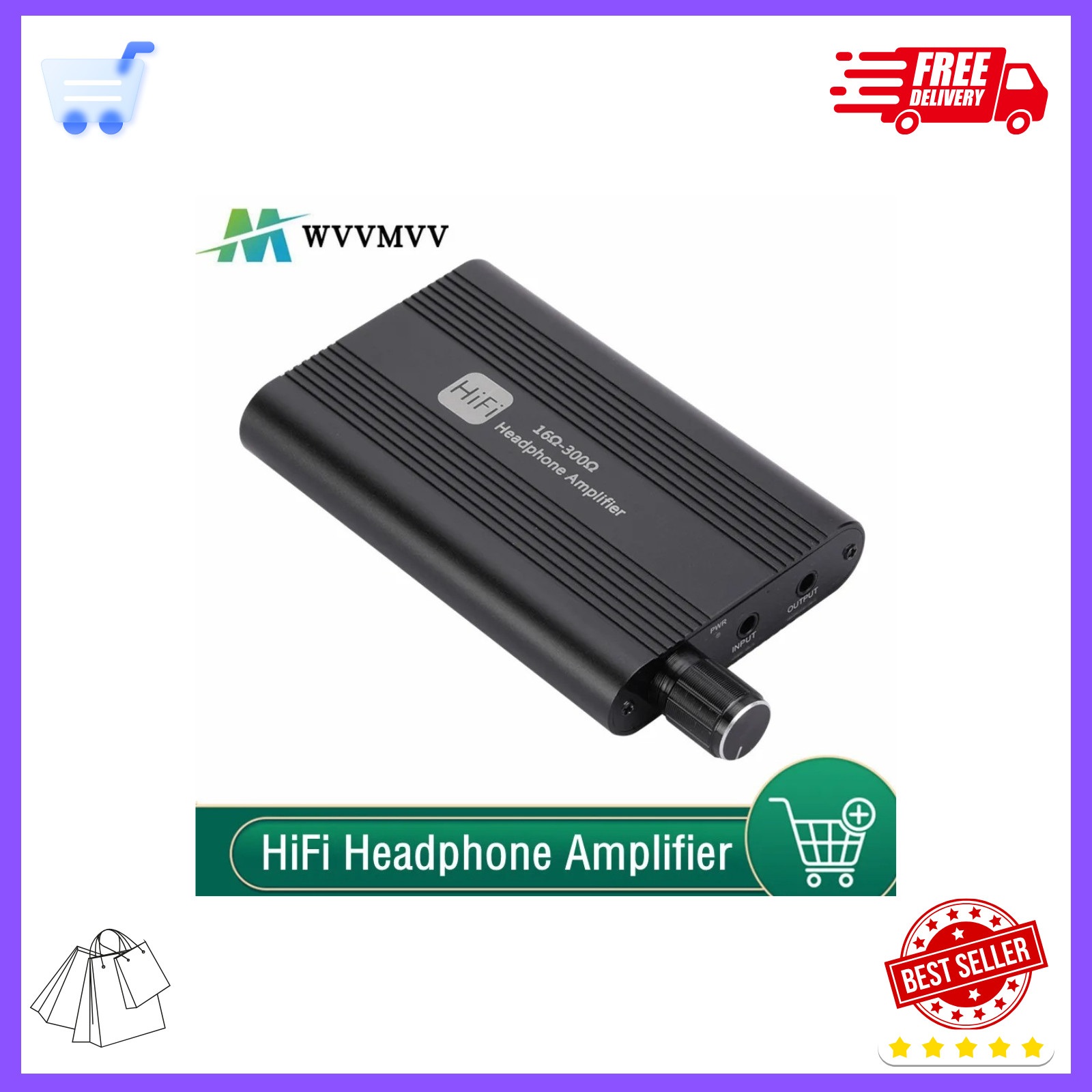 Portable HiFi Headphone Amplifier Amp 3.5mm Headset Amplifier Two-Stage GAIN US.