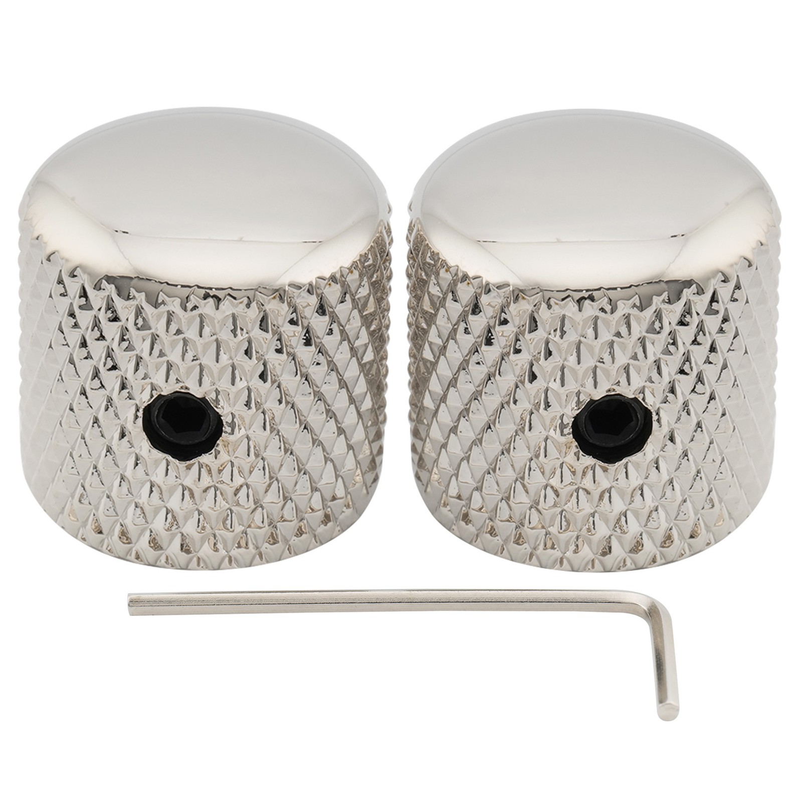 Musiclily Pro 2Pcs Nickel 1/4" Steel Fine Knurled Dome Universal Guitar Knobs