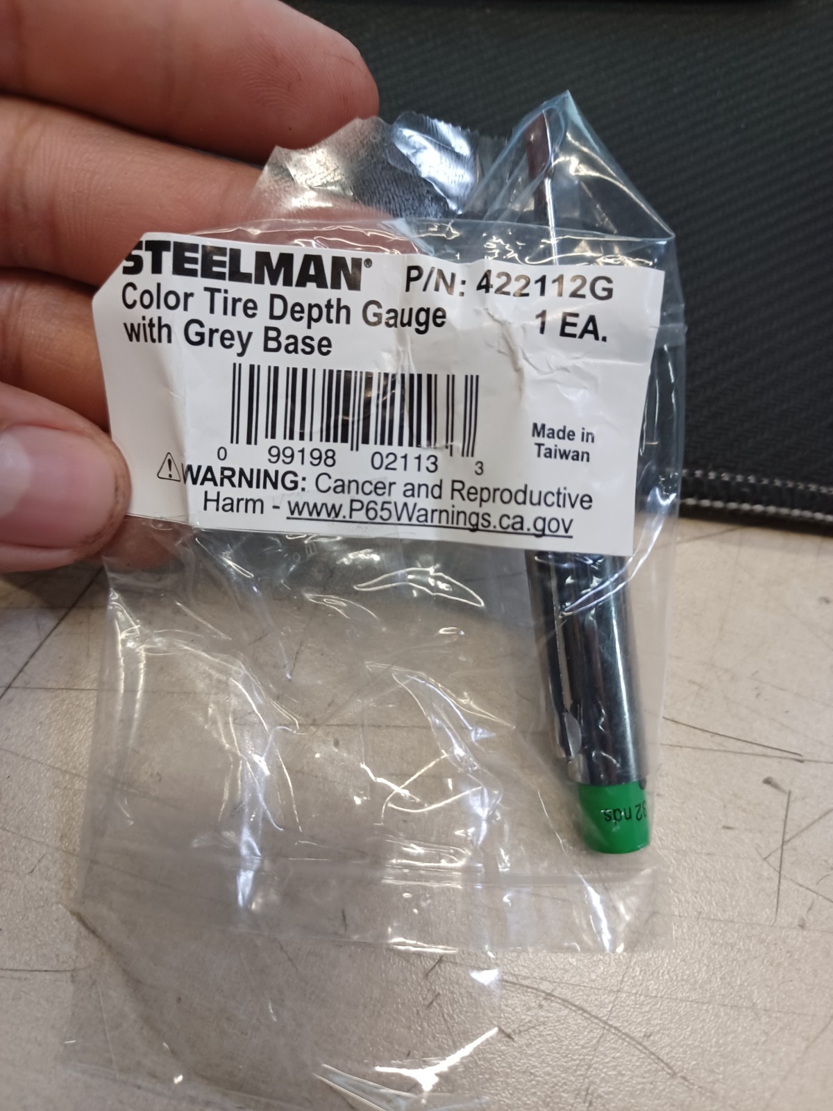 STEELMAN 422112G Color Coded SAE Tread Depth Gauge with Grey Base