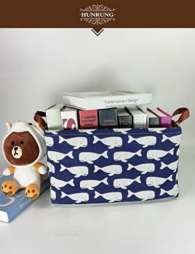 Rectangle Storage Basket Cute Canvas Organizer Bin for Pet/Children whale