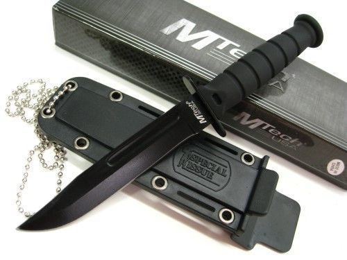 MTech MT632DB Mini Combat Bowie Neck Knife Black fixed blade 6" overall NEW