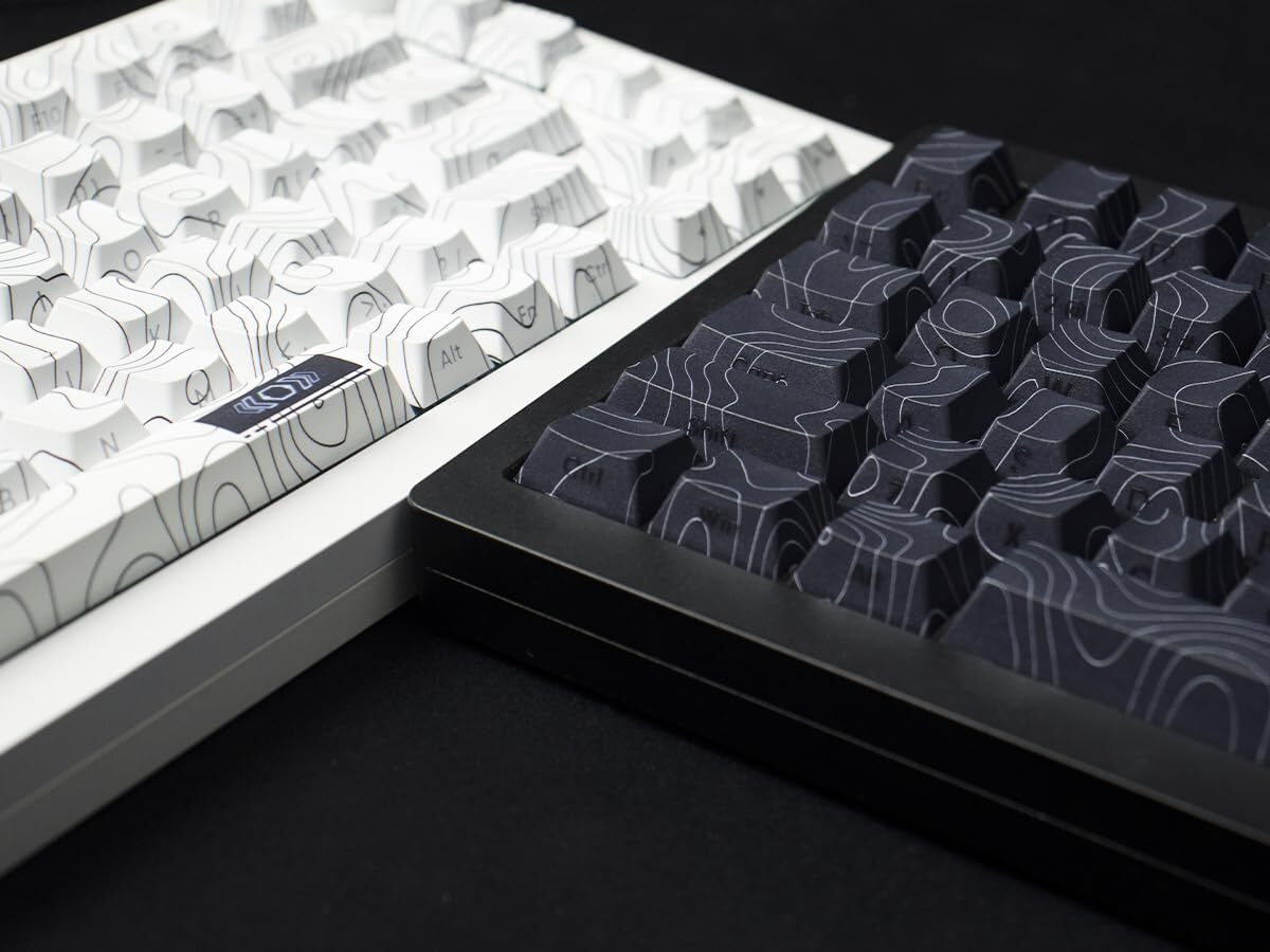 Side Printed-PBT keycapsDark Blue TopographicShine ThroughDouble Shot keycaps...