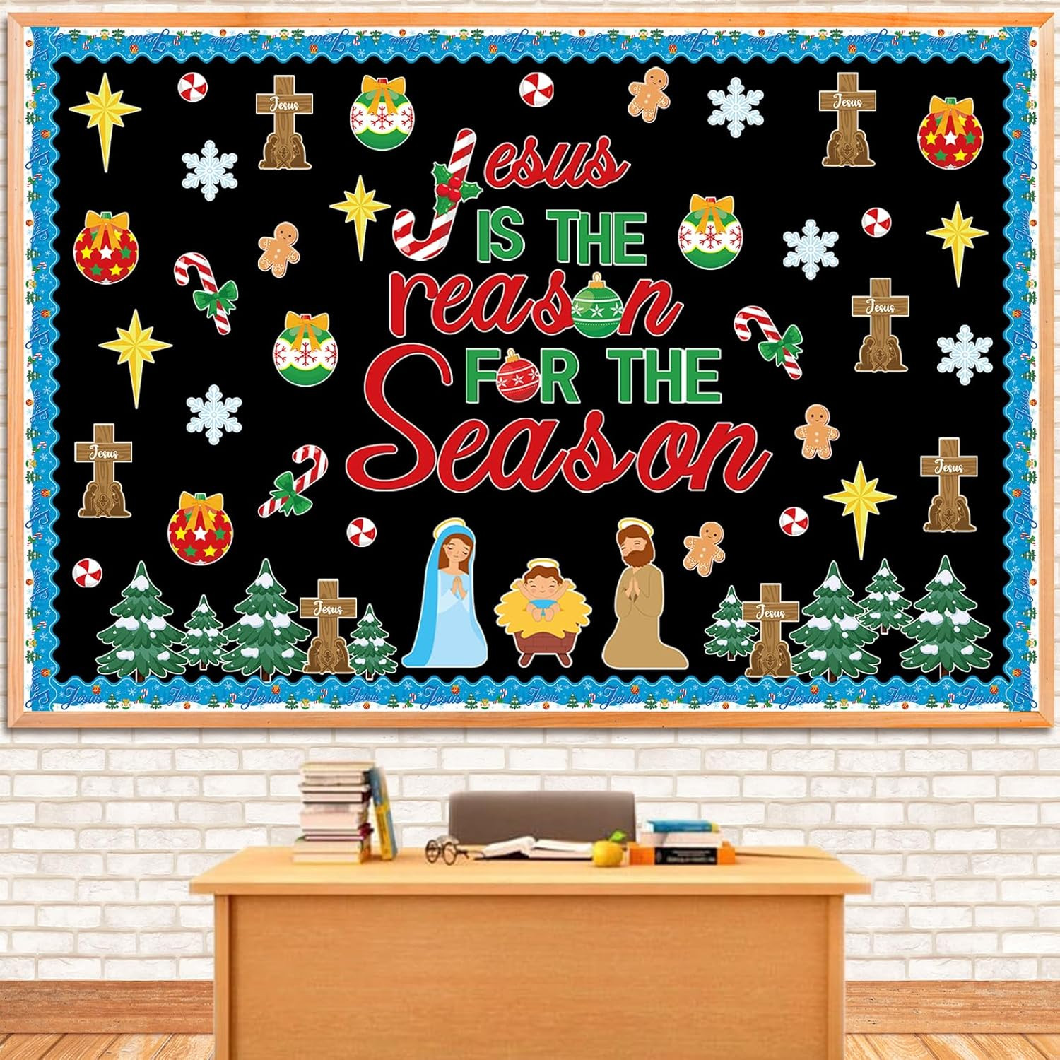 113Pcs Jesus is The Reason for The Season Cutouts Bulletin Board Decoration Set