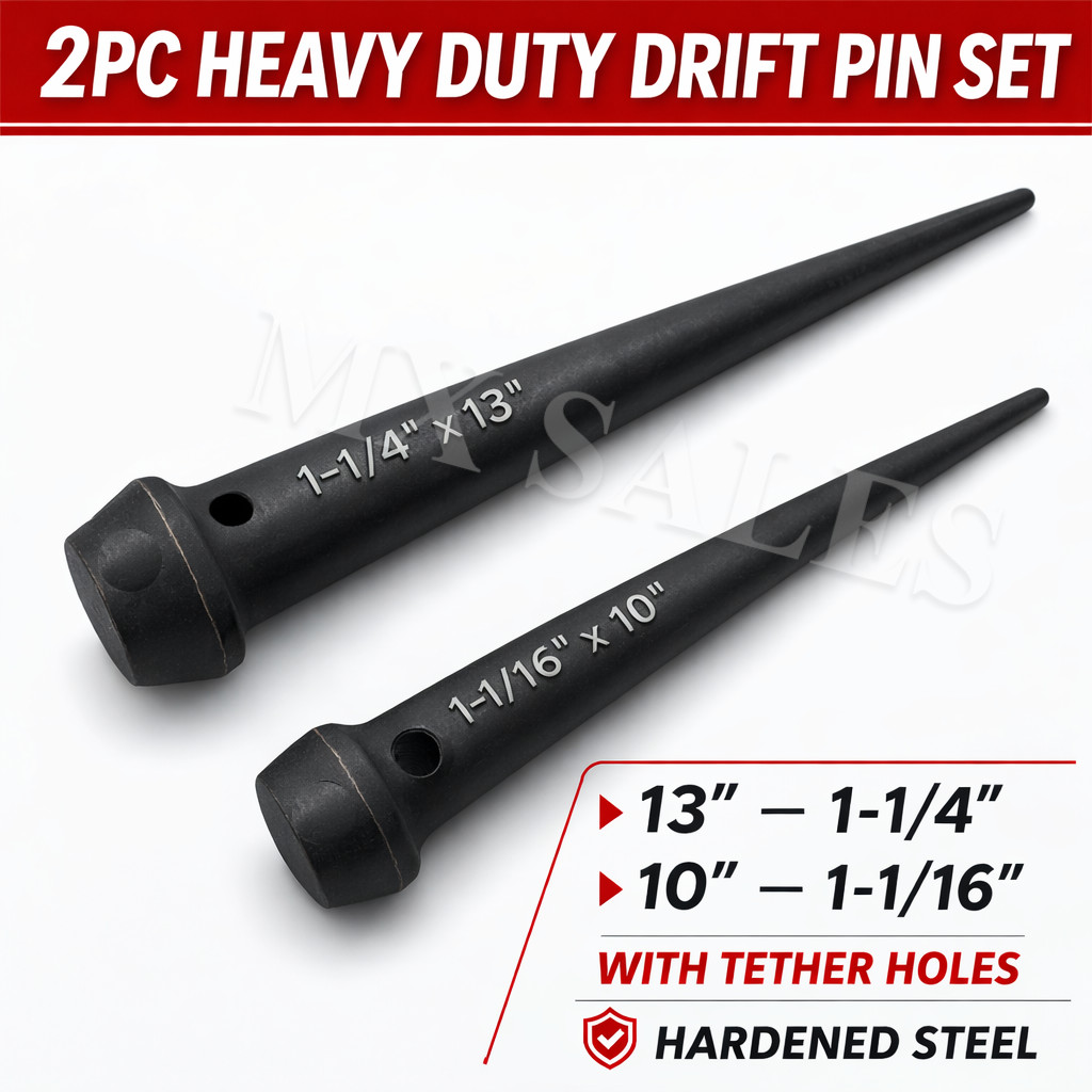 2pc Bull Pin Aligning Punch Set 10" 1-1/16" & 13-3/4" 1-1/4" Drop Forged Steel