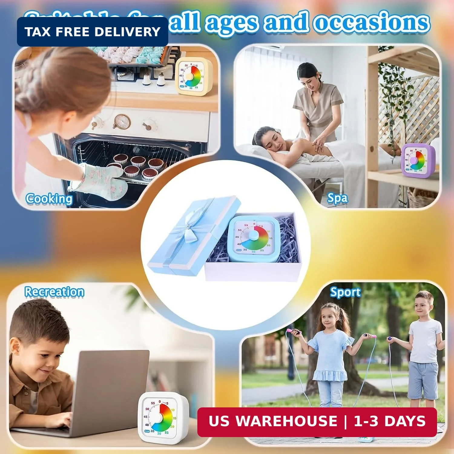 4 Pack Visual Timer 60 Minute Countdown Timer Colored Countdown Clock for Homesc