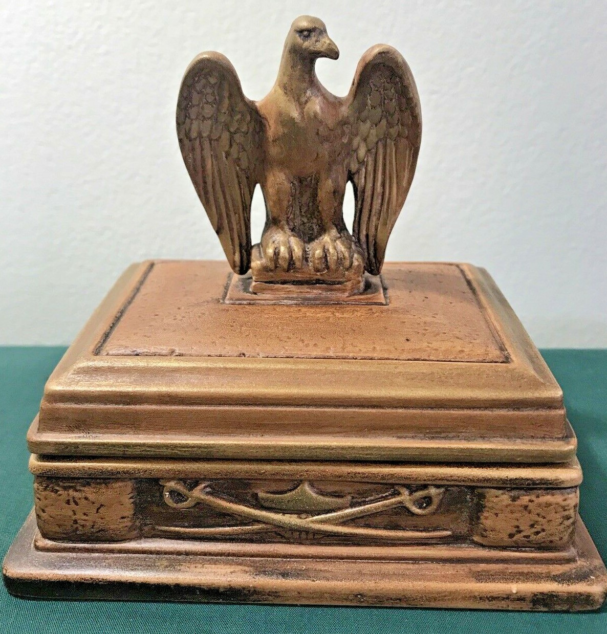 Collectible  Rectang Ceramic Box With Eagle  Jewelry Box - 5" T X 5.25" W X 4"D