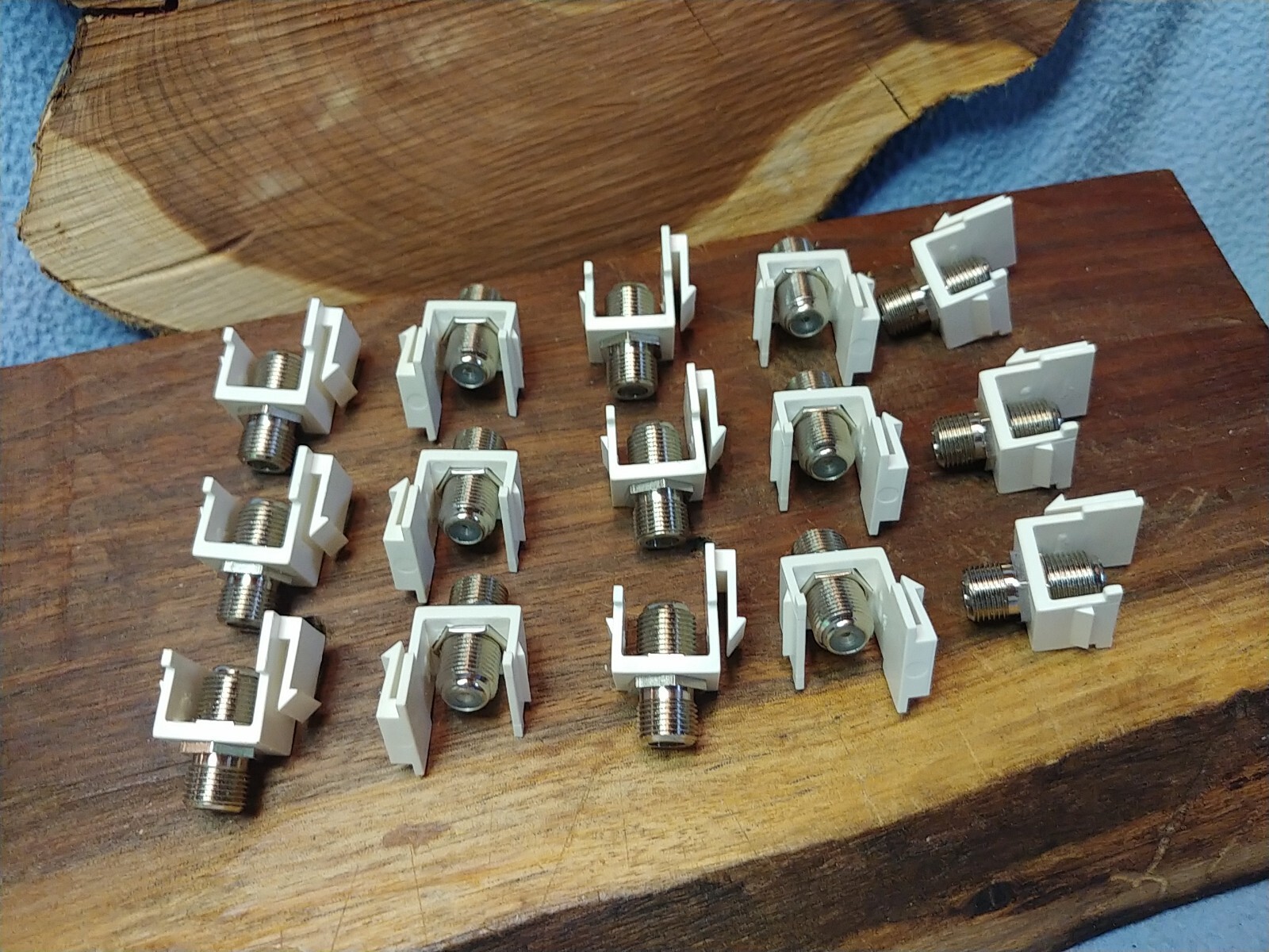 (15) Keystone Mini Jack Modular F Type White NOS