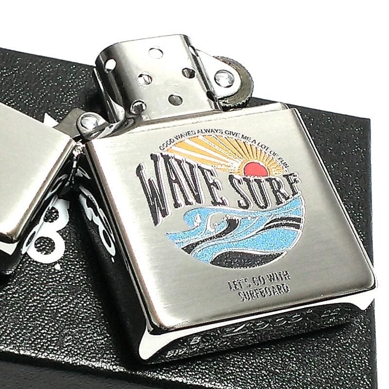 Zippo Oil Lighter Surfing Sunrise Silver Brass Regular Case Japan