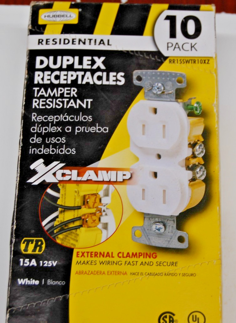 C1    Hubbell RR15SWTR DUPLEX RECEPTACLES Tamper resistant Devices, 10/box