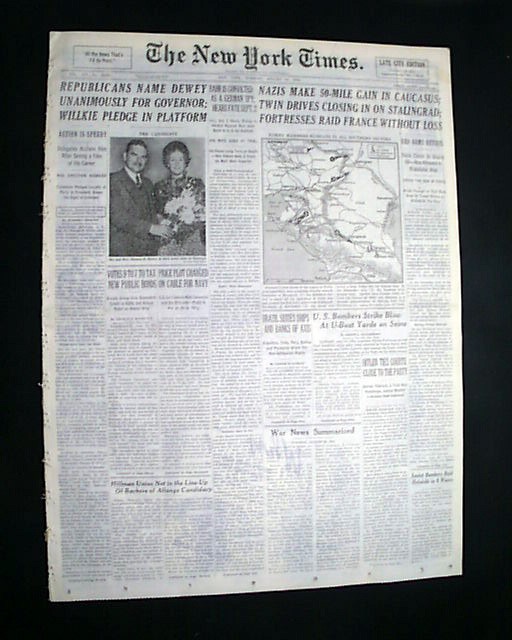 U.S. ARMY RANGERS 1st Ground Combat vs German Forces 1942 World War II Newspaper