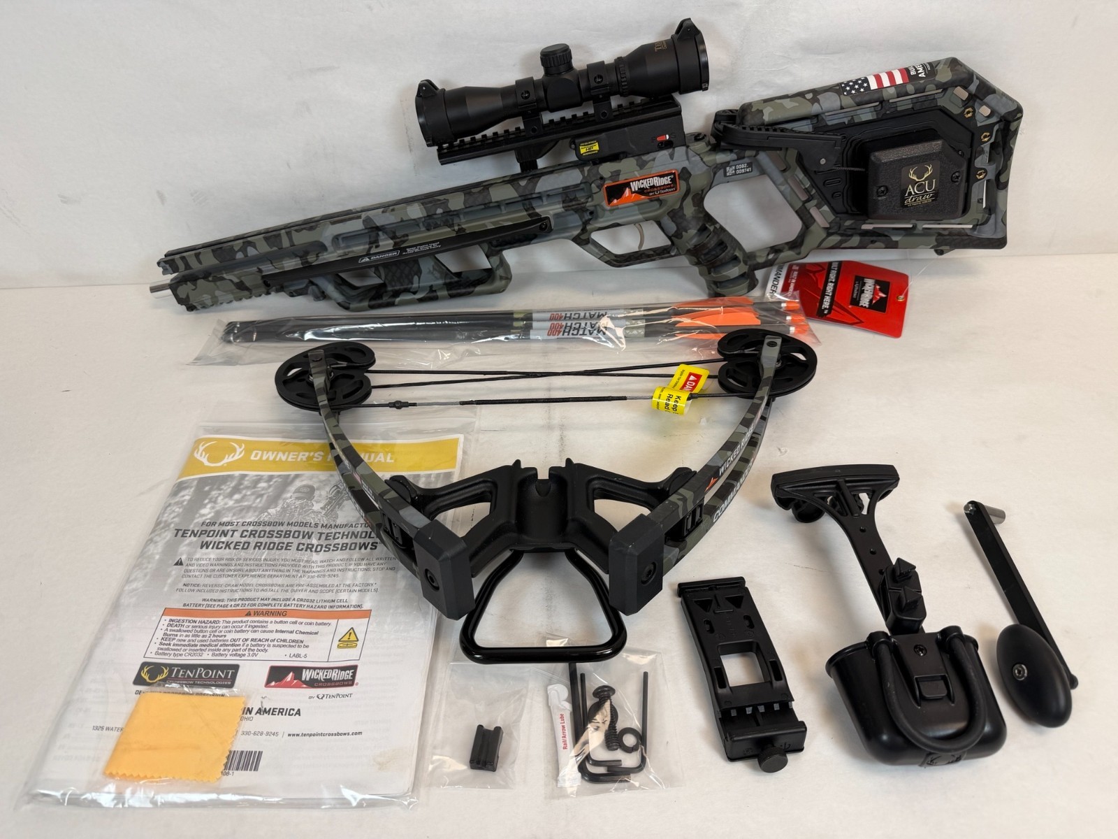 Used- Wicked Ridge Commander M1, ACUdraw, Multi-Line Scope (Peak Camo) -FREE S/H
