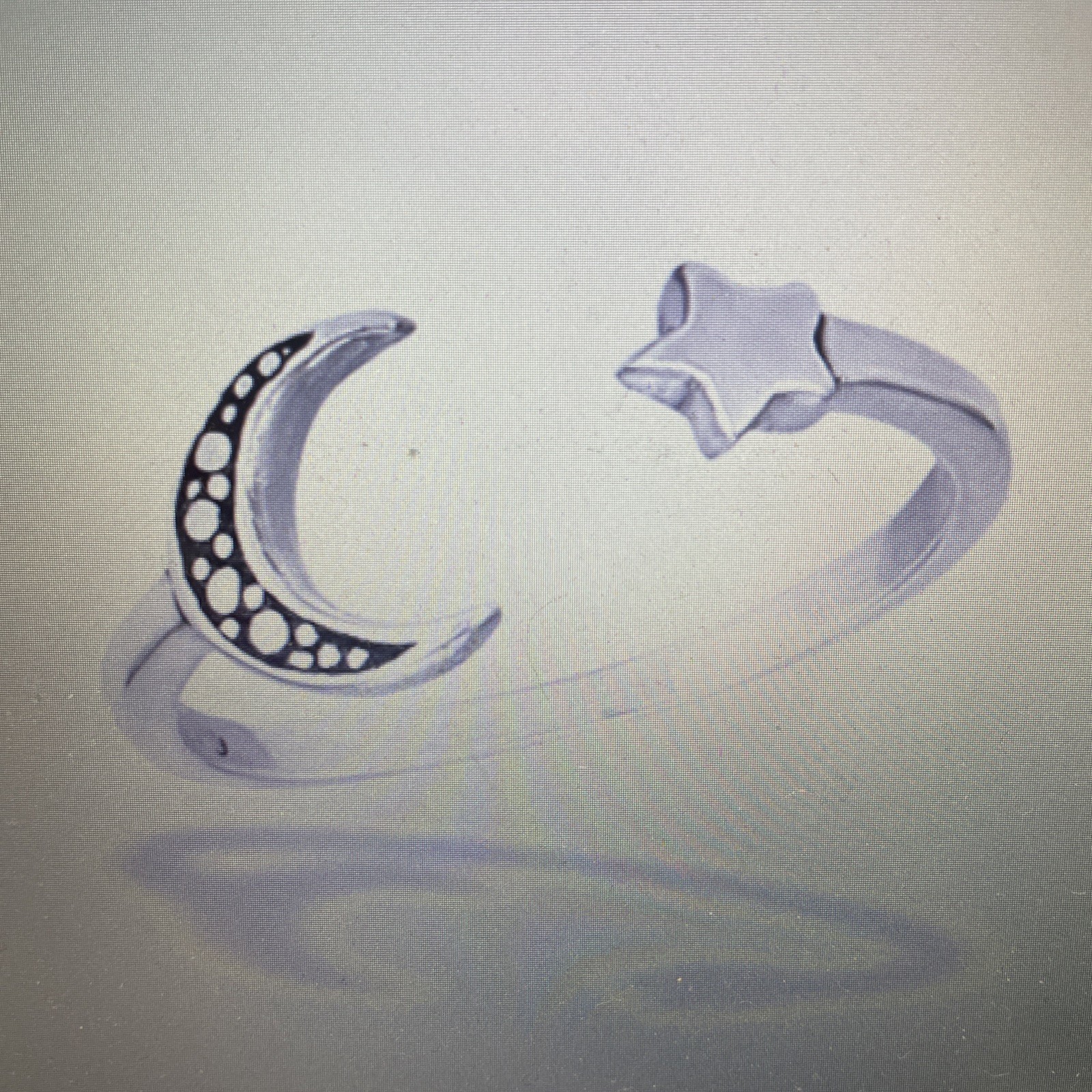 Sterling Silver Crescent Moon And Star Toe Ring