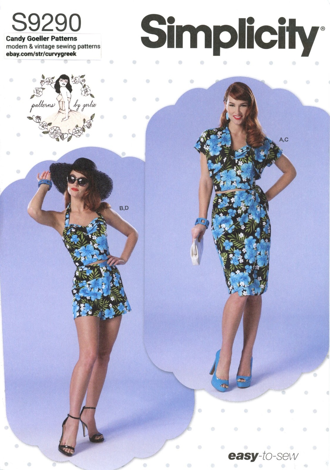 Simplicity S9290 Retro Inspired Bustier, Bolero, Sarong & Shorts Sz 14-22 UNCUT