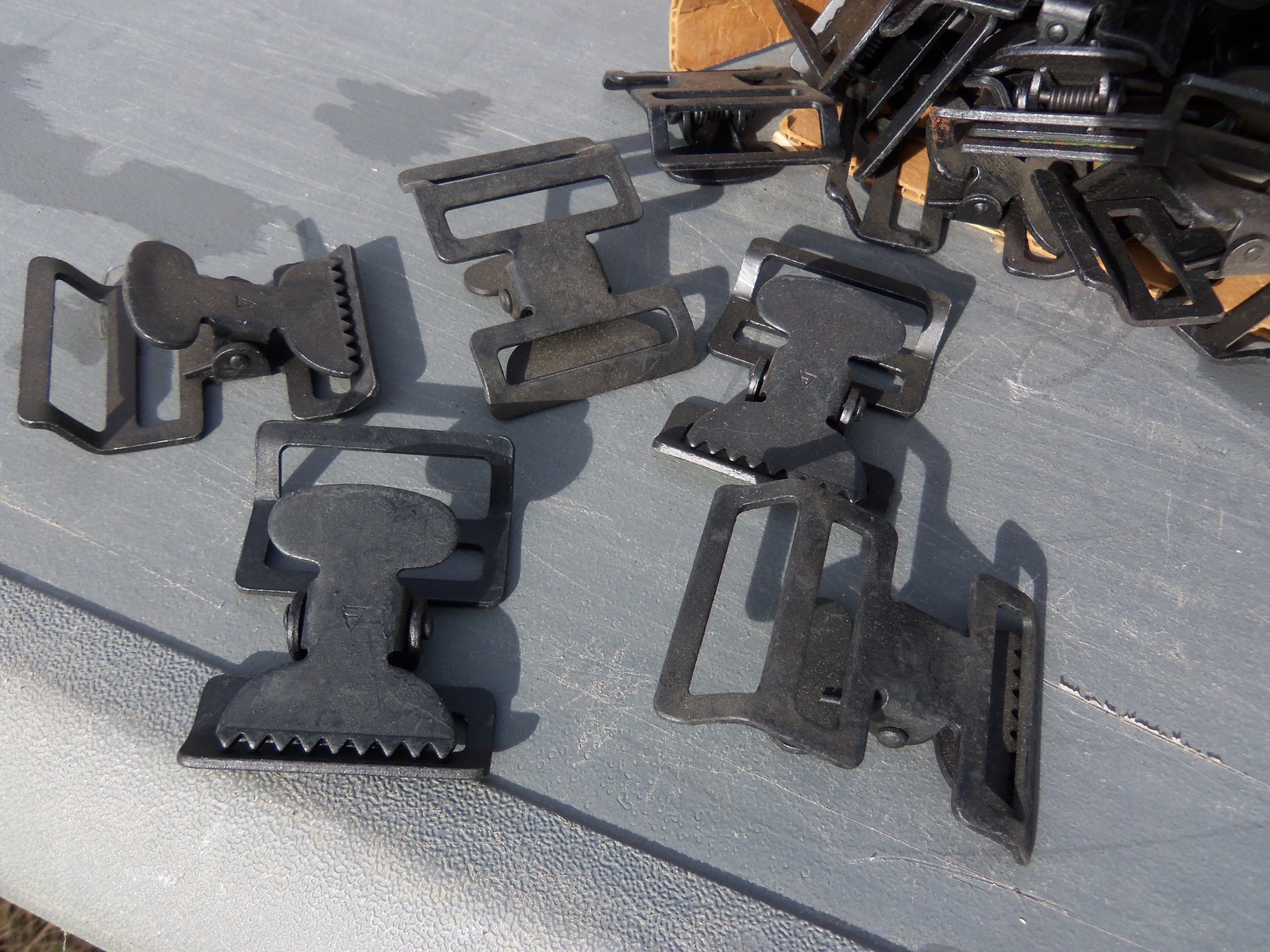 2...TWO..MILITARY SURPLUS STRAP CLIP RETAINER BUCKLE  ABOUT 2"  TRUCK TRAILER