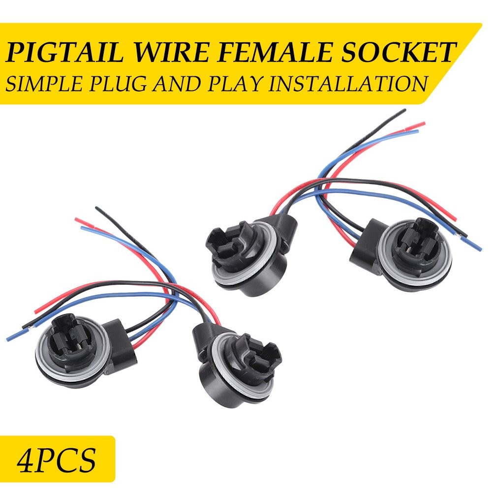 3157 4157 Bulb Socket Pig Tail Harness Wire Plug For Turn Signal Brake Light 4x`