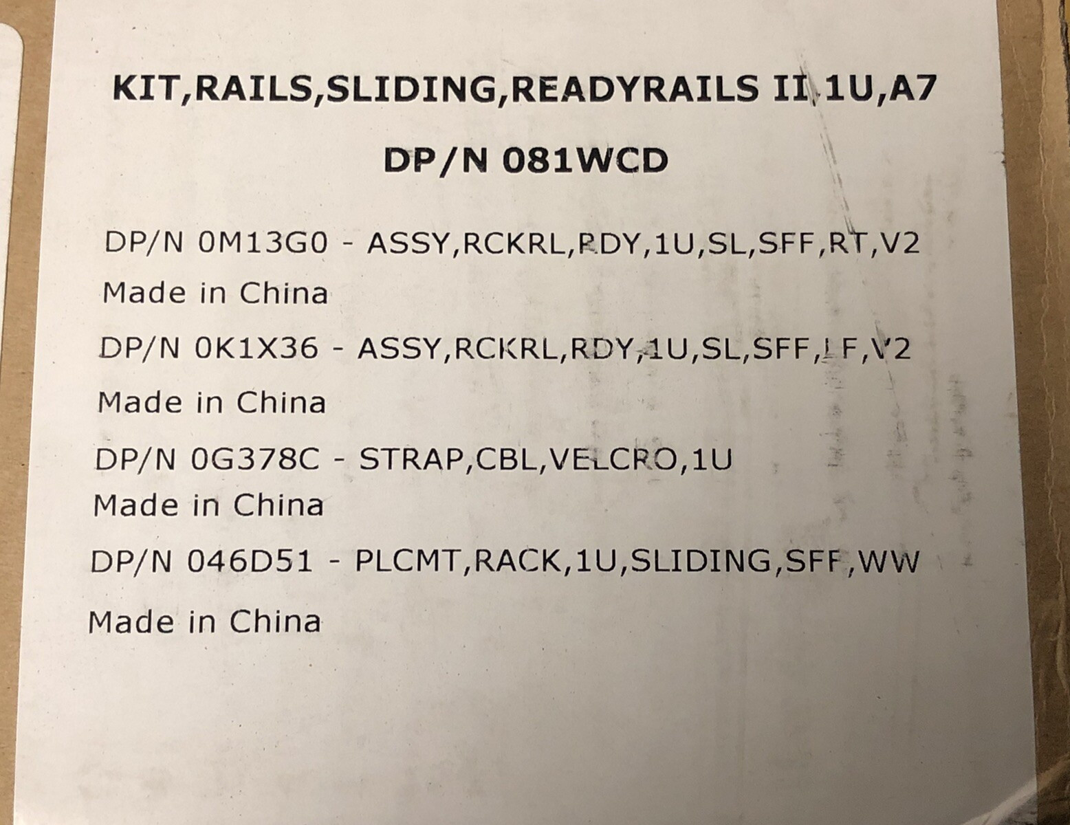 Dell 1U Sliding Rail Type A7 Kit R320 R330 R430 R440 R620 R630 R640 NX3300 NX400
