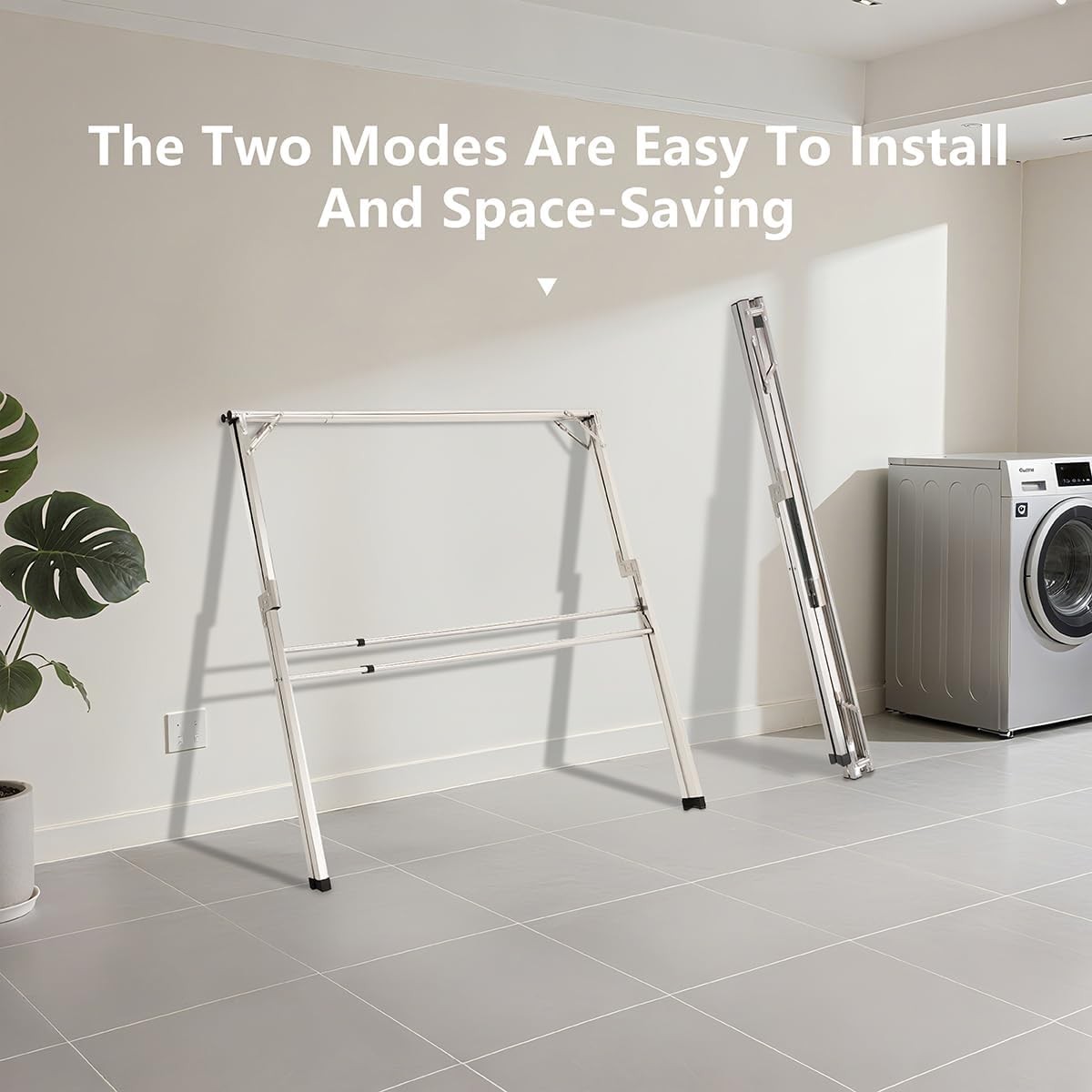 Foldable 95in clothes rack stainless steel adjustable outdoor