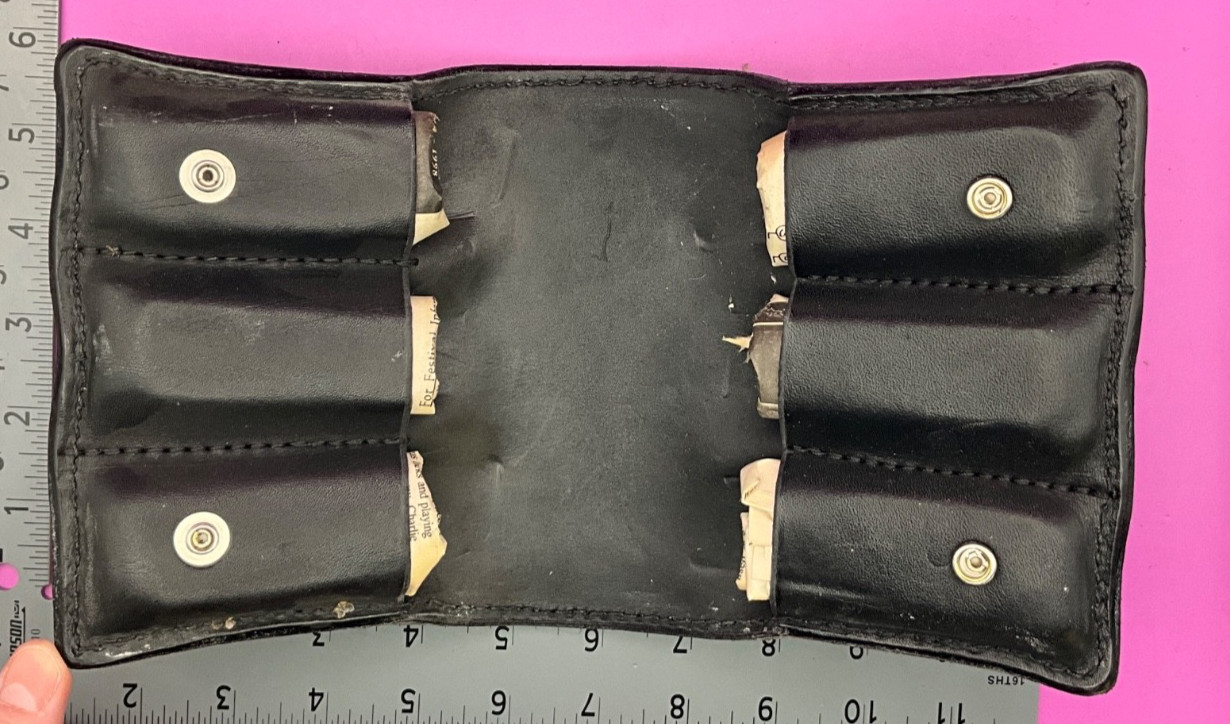 CUSTOM BLACK LEATHER 6 MAGAZINE POUCH MAG HARMONICA HOLDER