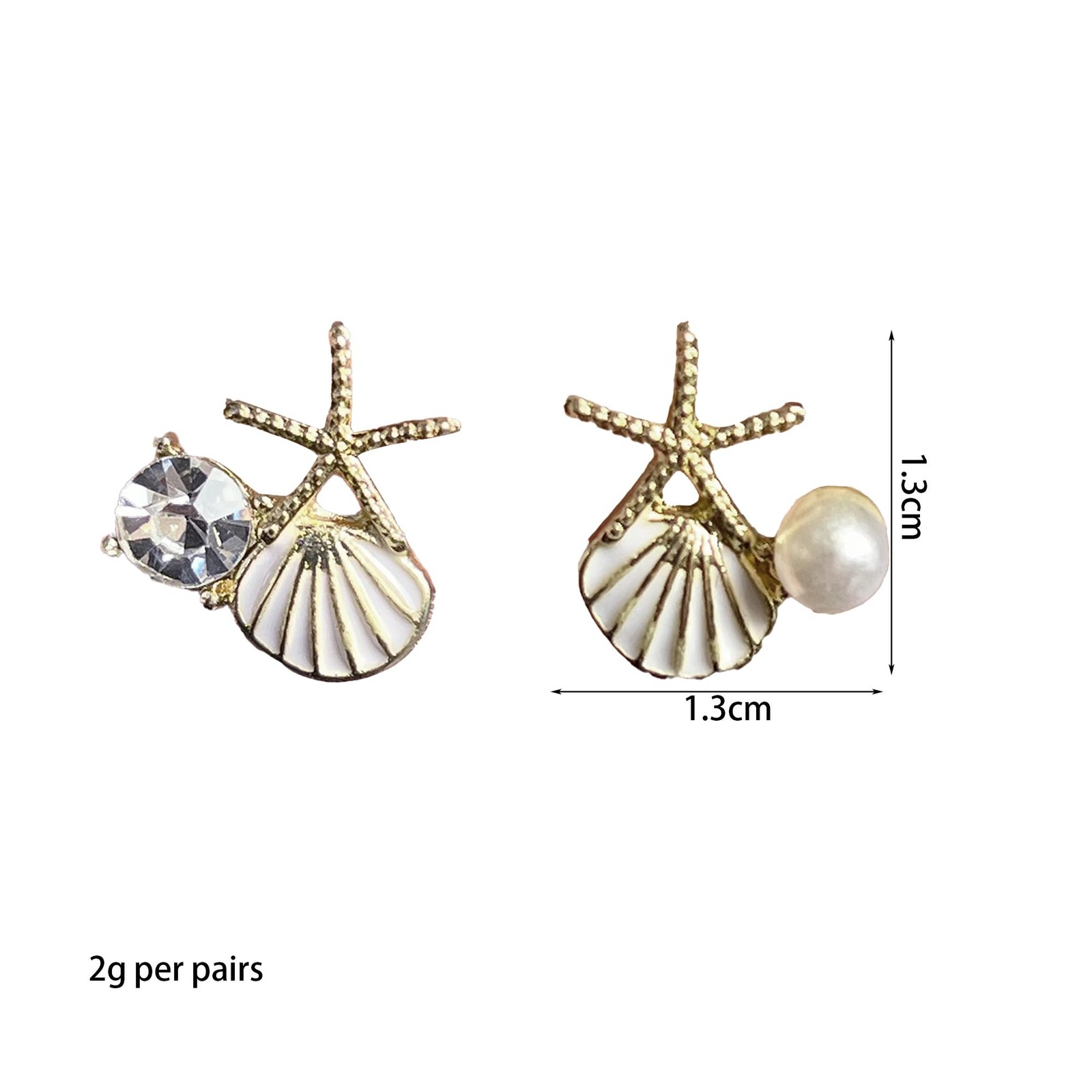 Seakuur Boho Starfish Shell Earrings Statement Star Large, White