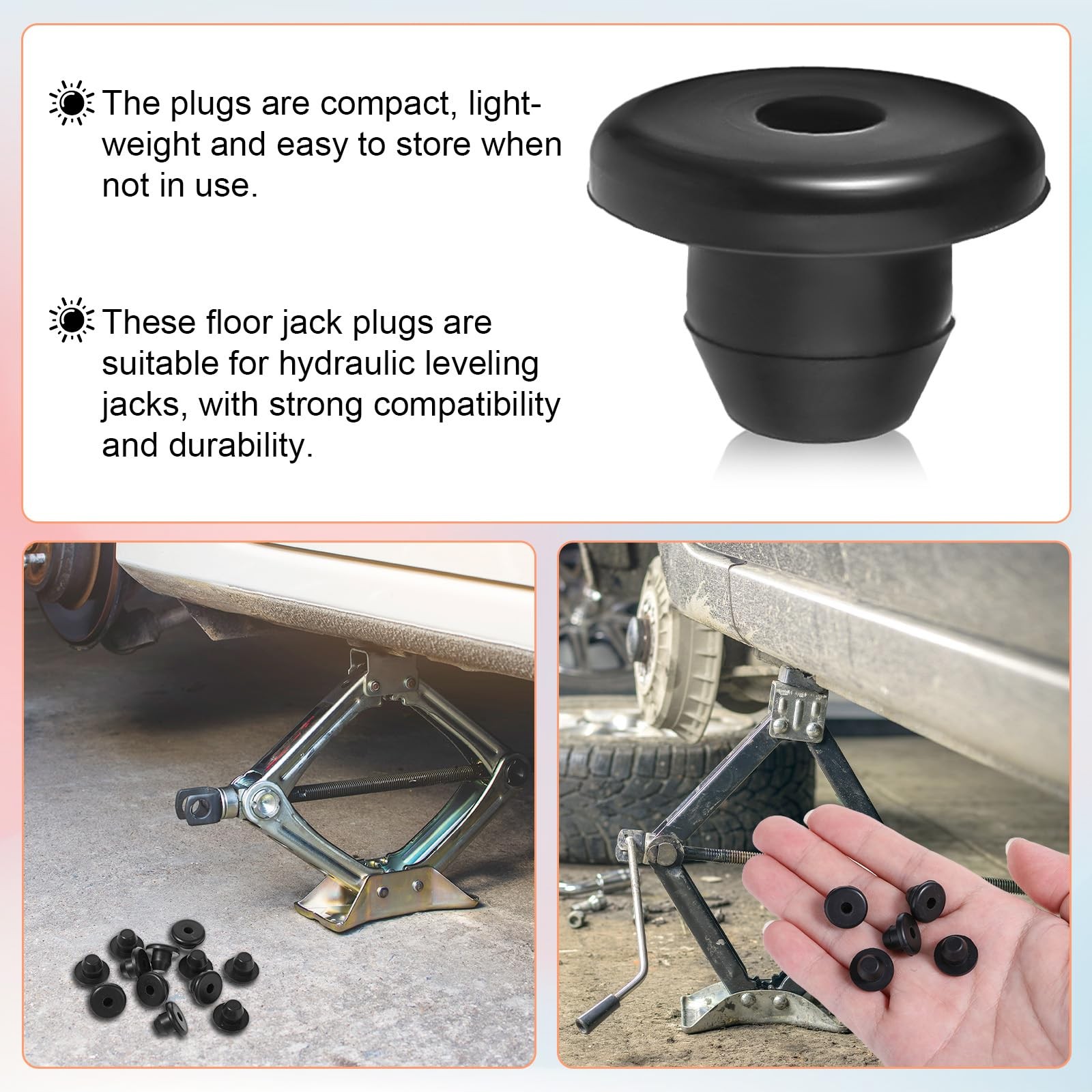 12 Pack Rubber Jack Oil Plug, Hydraulic Plug One size, Black