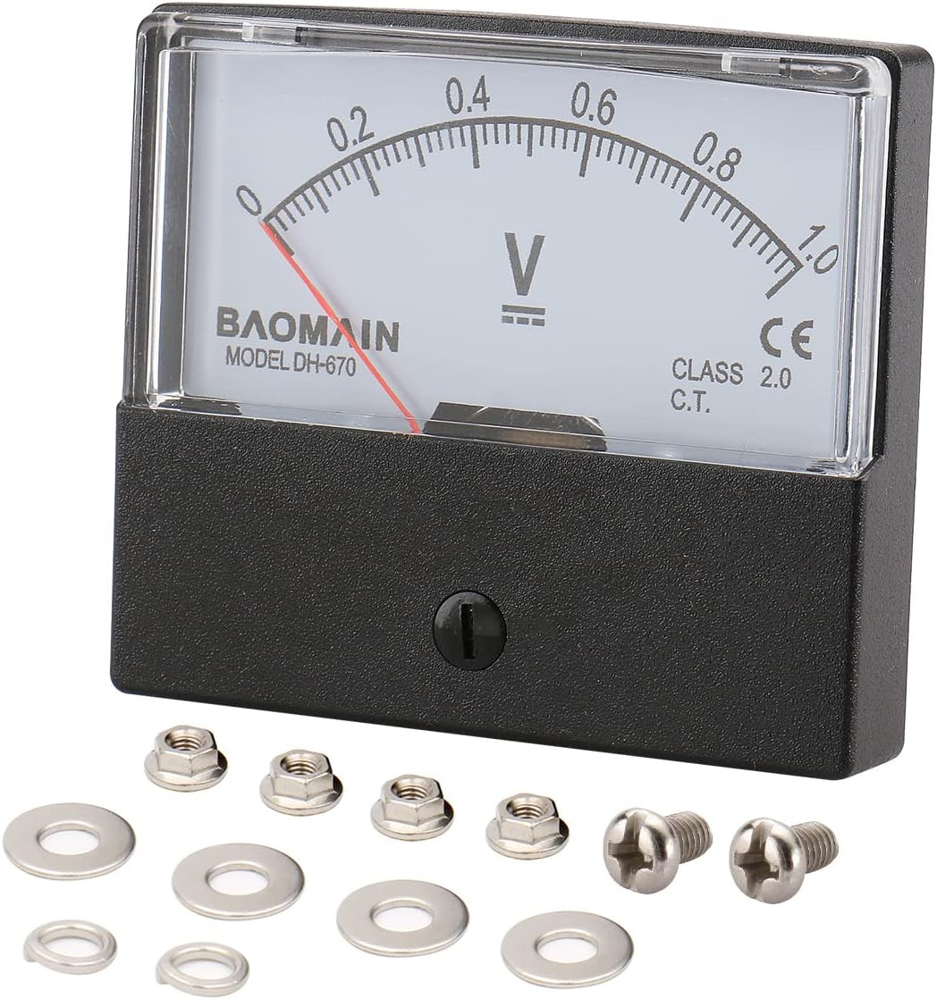 Baomain Voltmeter DH-670 DC 0-1V Rectangular Class 2.0 Analog Panel Volt Voltage