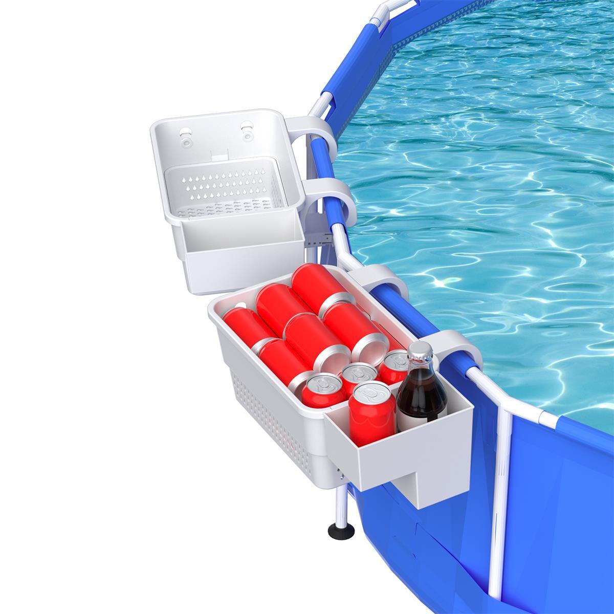 2Pack Basket Above Ground Pool Poolside Storage Basket Accessories w/ Cup Holder