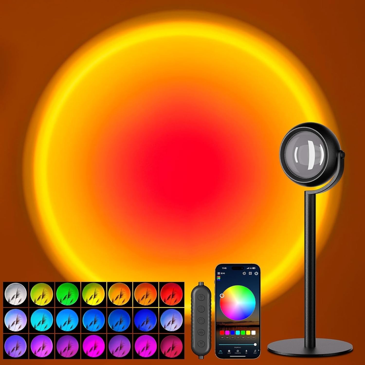 2025 Upgraded Sunset Lamp Projector with App Control - Endless Colors