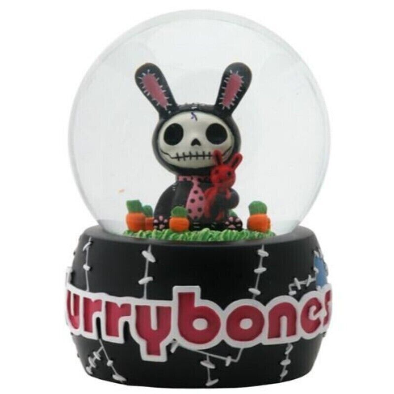 PT Furry Bones Black Bun Bun Figure in Glass Water Globe