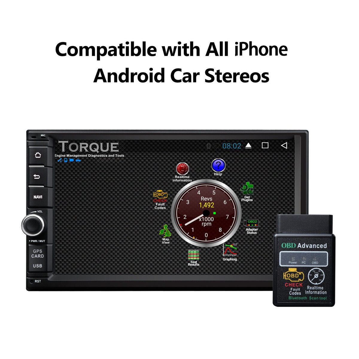 Bluetooth OBD2 car diagnostic code reader scanner tool For Android iOS Windows