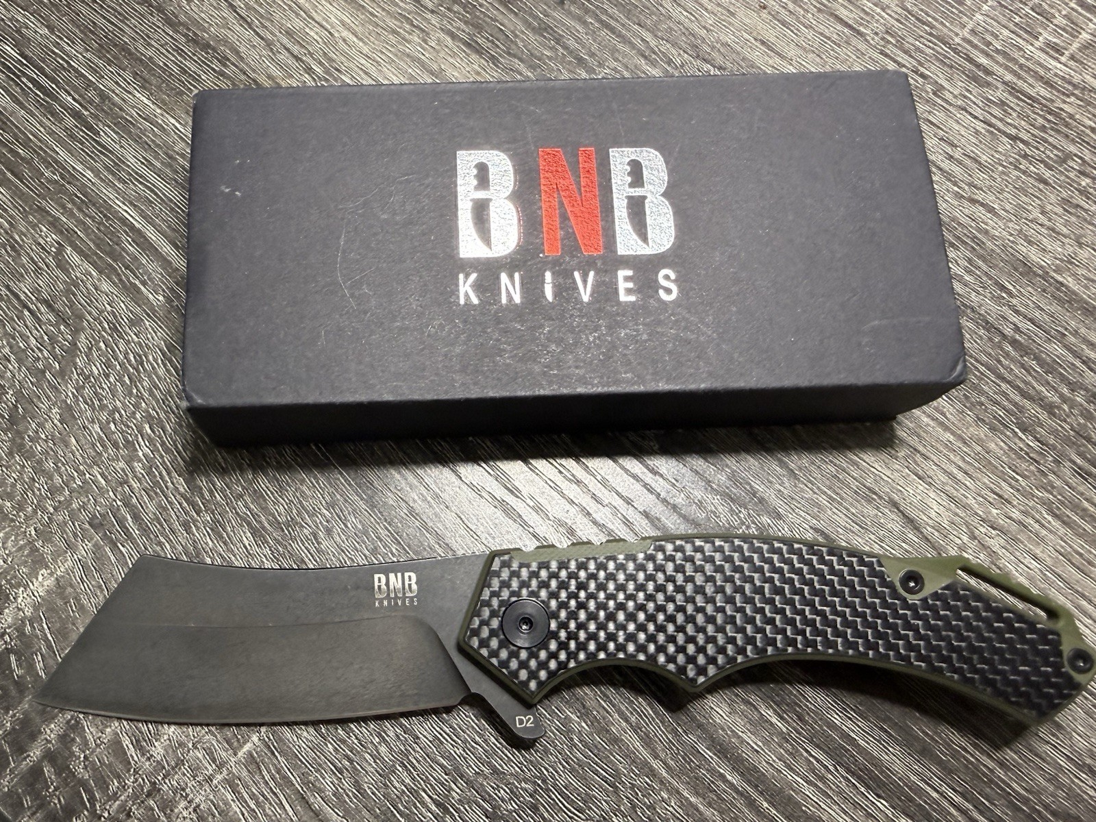 BnB Knives BNB42395C EDC Cleaver Folding Knife 3.625" D2 Plain Edge Blade,