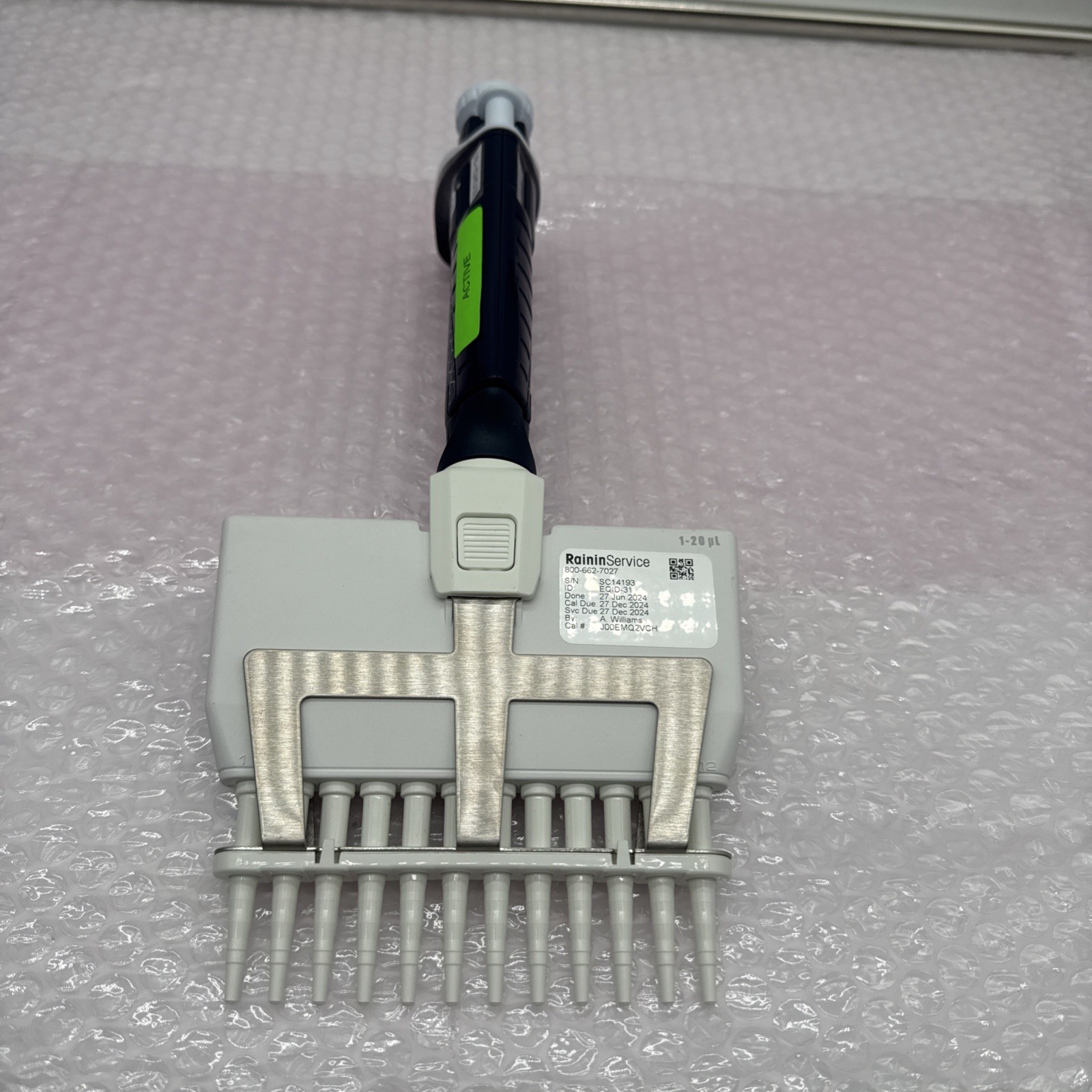 Gilson Pipetman M P12X20M 12-Channel Electronic Pipette 1-20uL Bluetooth Used