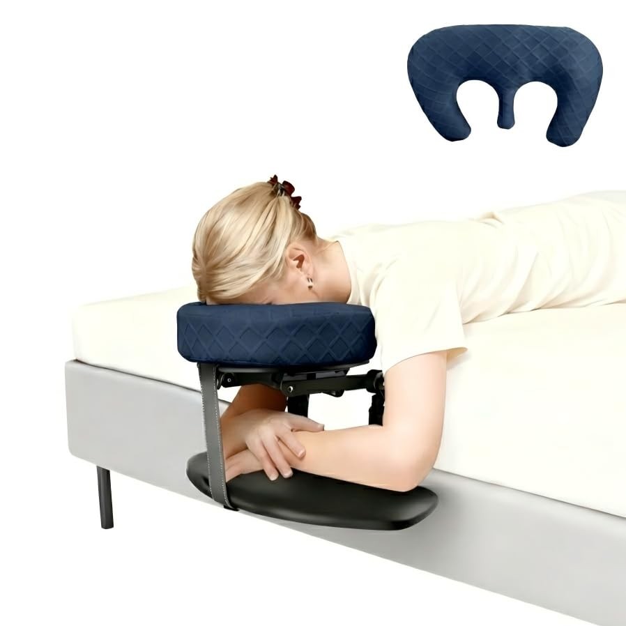 Massage Headrest for Bed, Adjustable Face Cradle - Fits 6"–17" Mattresses
