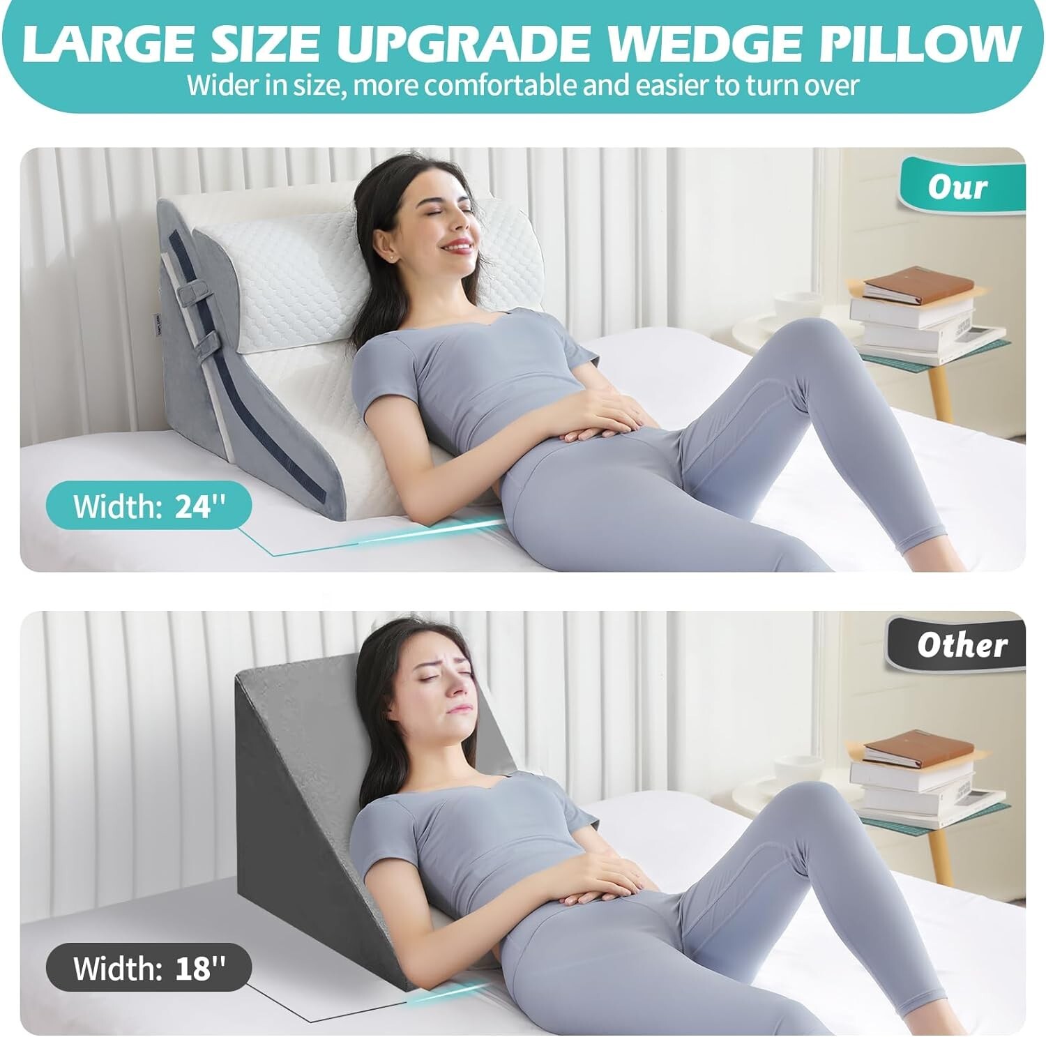 Wedge Pillow for Sleeping Bed Wedge Pillow Set Adjustable Memory Foam Neck Back