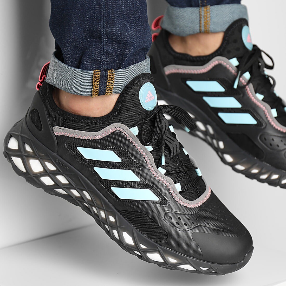 Adidas Web Boost Men’s Sneaker Running Shoe Black Athletic Trainer #442