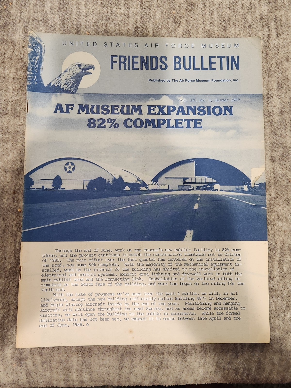 Vintage United States Air Force Museum - Friends Bulletin - Summer 1987