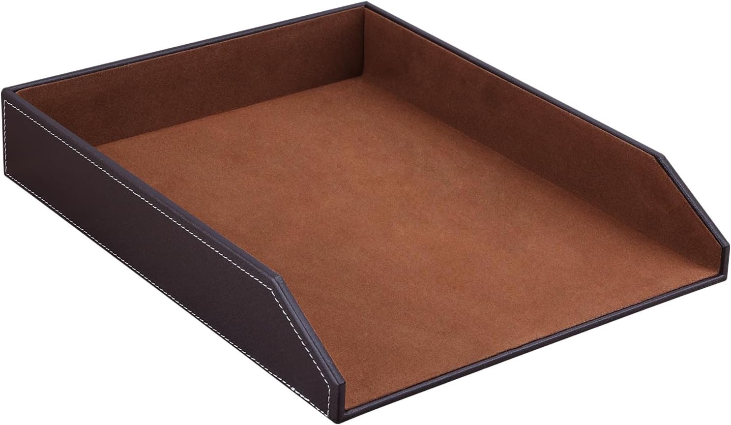 Letter Tray Leather Paper Organizer Tray Wooden Desk File Holder Desktop File