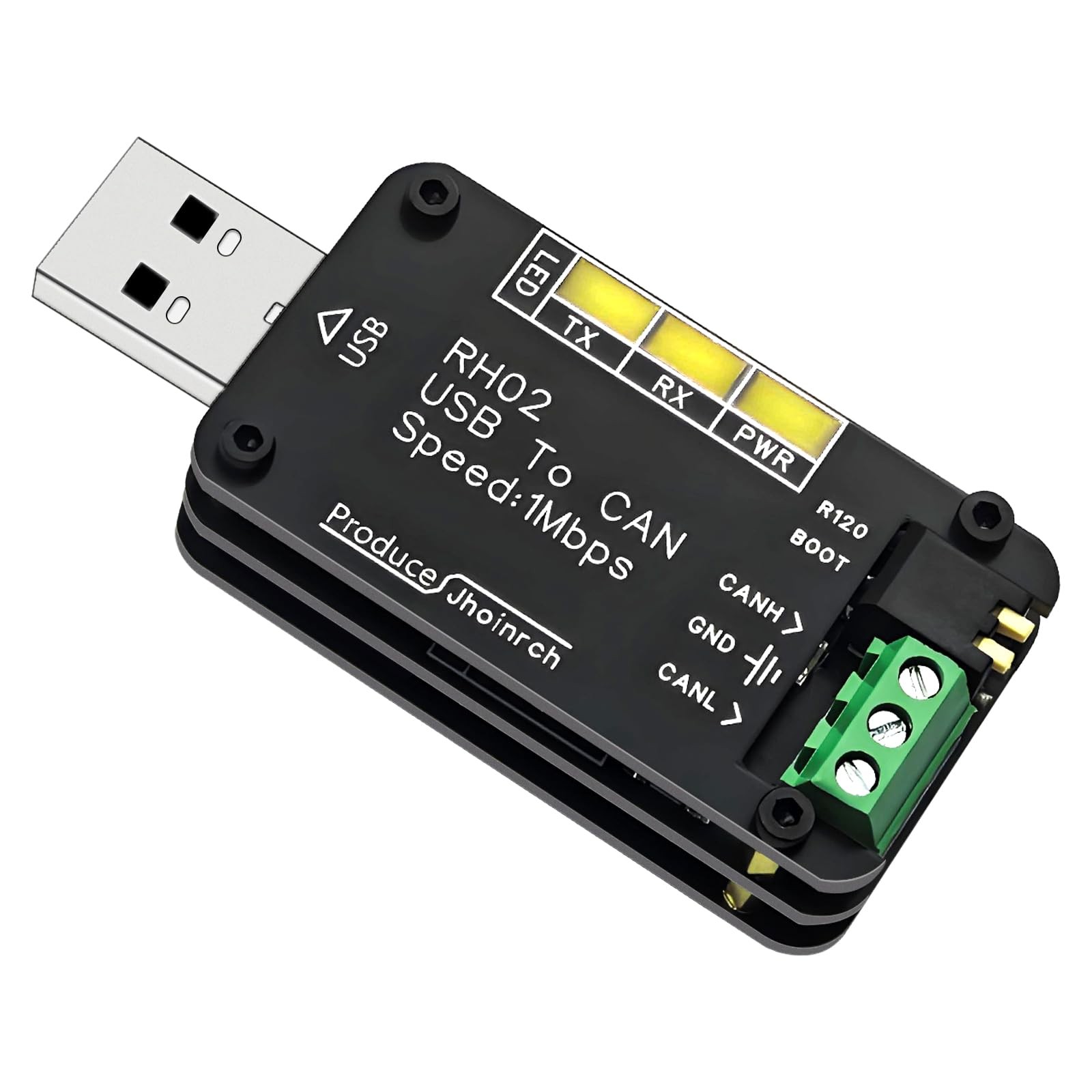 Jhoinrch USB to CAN Bus Converter Base on Open-Source Hardware CANable Black