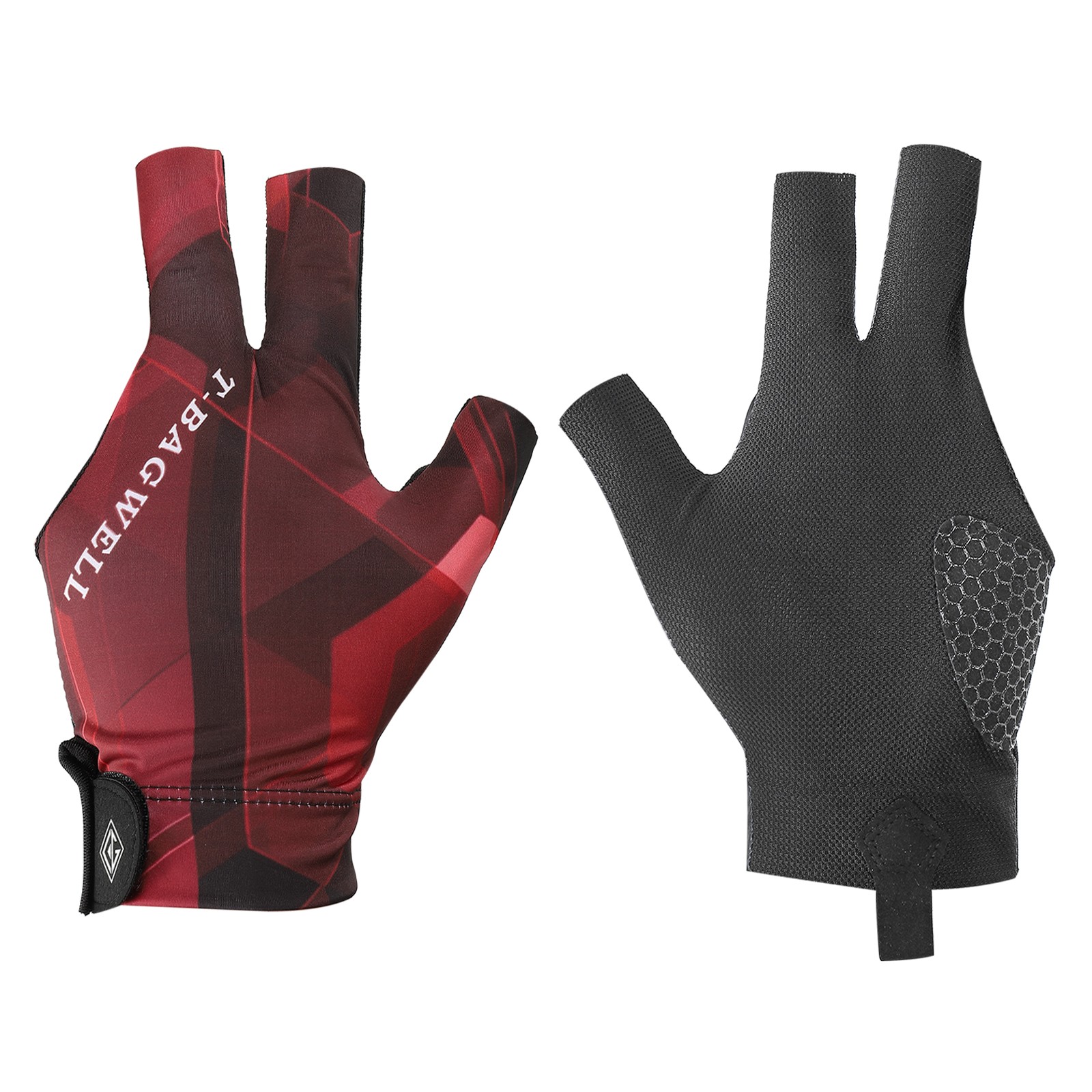 3 Finger Pool Glove Left Hand Billiard Gloves Pool Cue Accessories Black Red