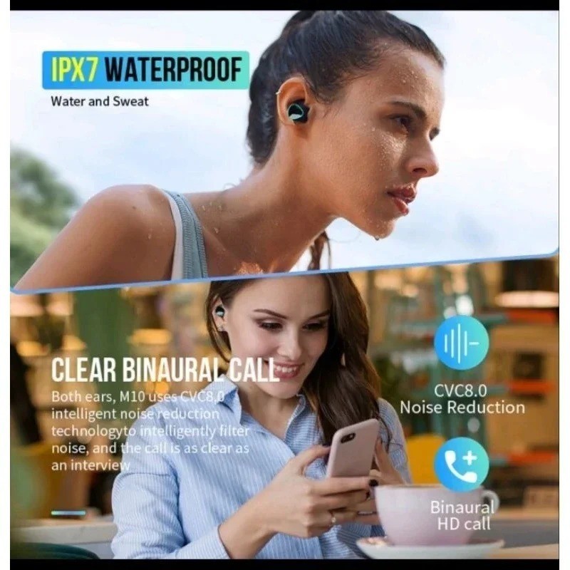 TWS Bluetooth Earbuds Waterproof Bluetooth 5.1 Headset Noise Cancelling Wireless
