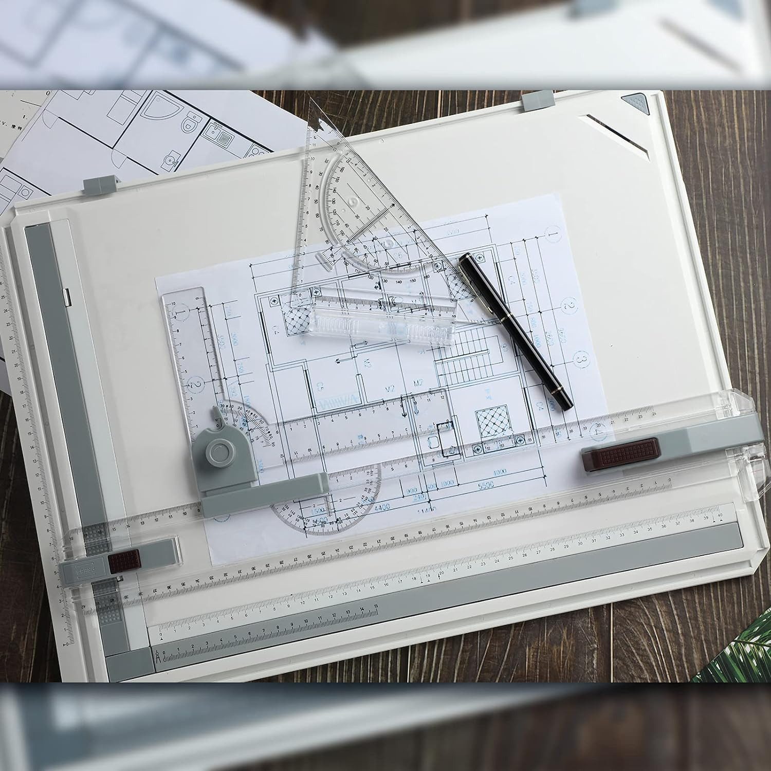 A3 Portable Drawing Board, Multi-Function Metric Drafting Table with Clear Rule