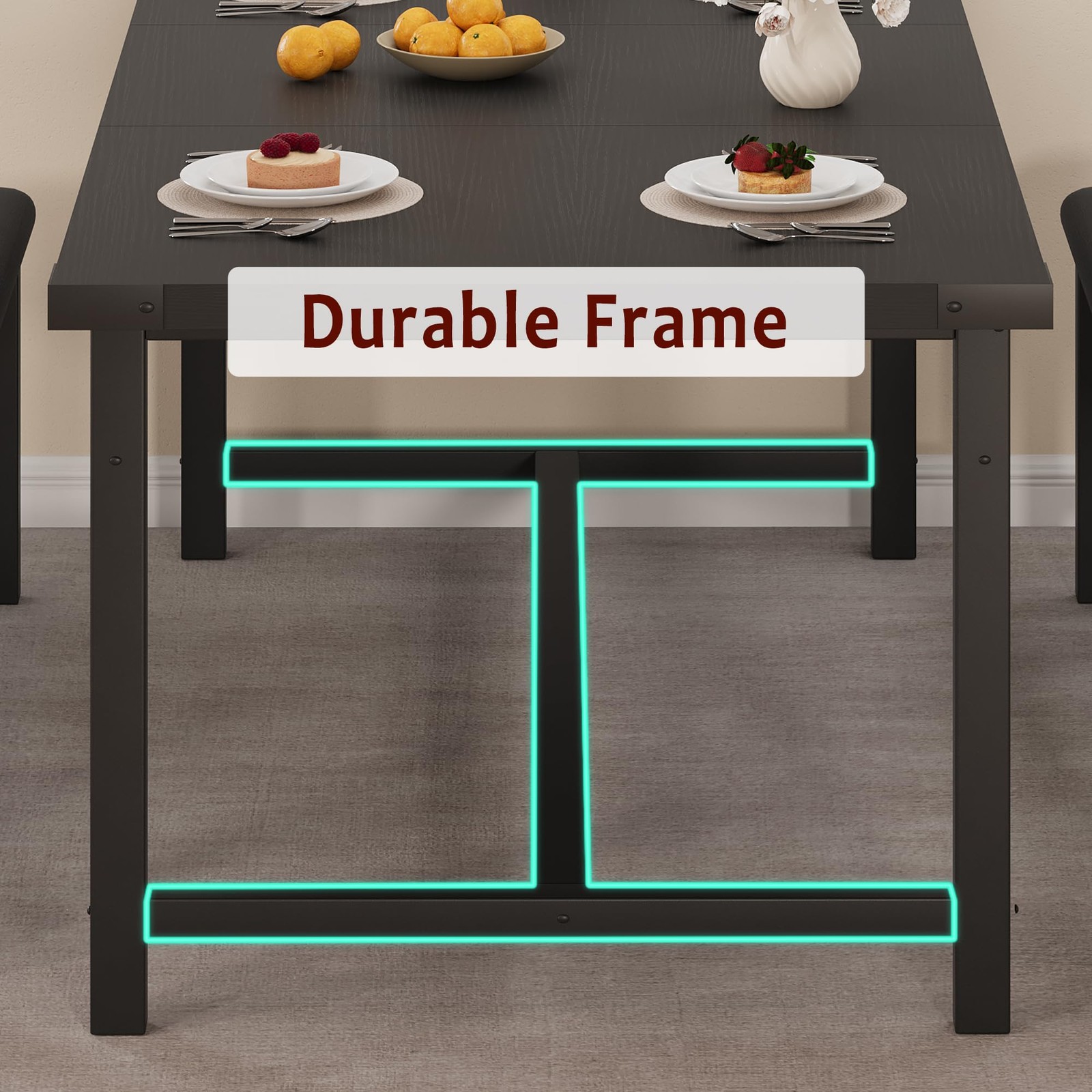 5 Piece Extendable Dining Table Set for 4-6, Kitchen Table & 2 Upholstered Be...