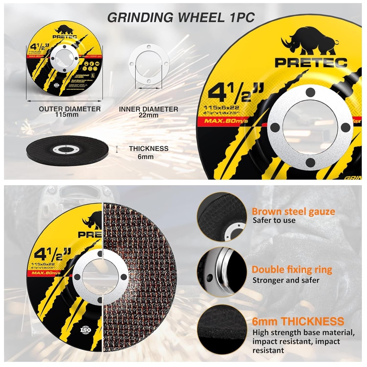 Versatile Angle Grinder Wheel Set - Includes 8 Cutting, 1 Grinding, 2 Flap Discs