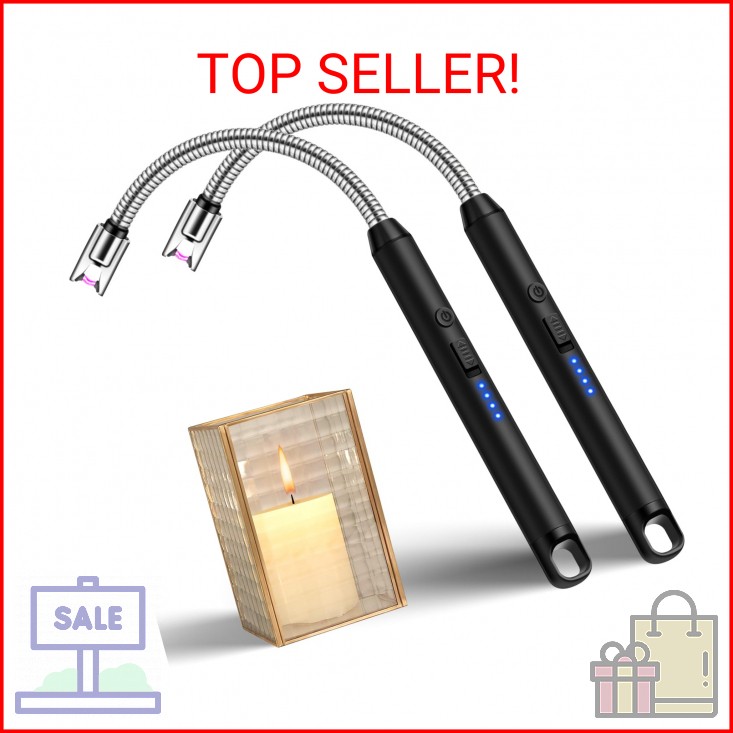 LcFun 2 Pack Candle Lighter Windproof USB C Rechargeable Electric Lighters with