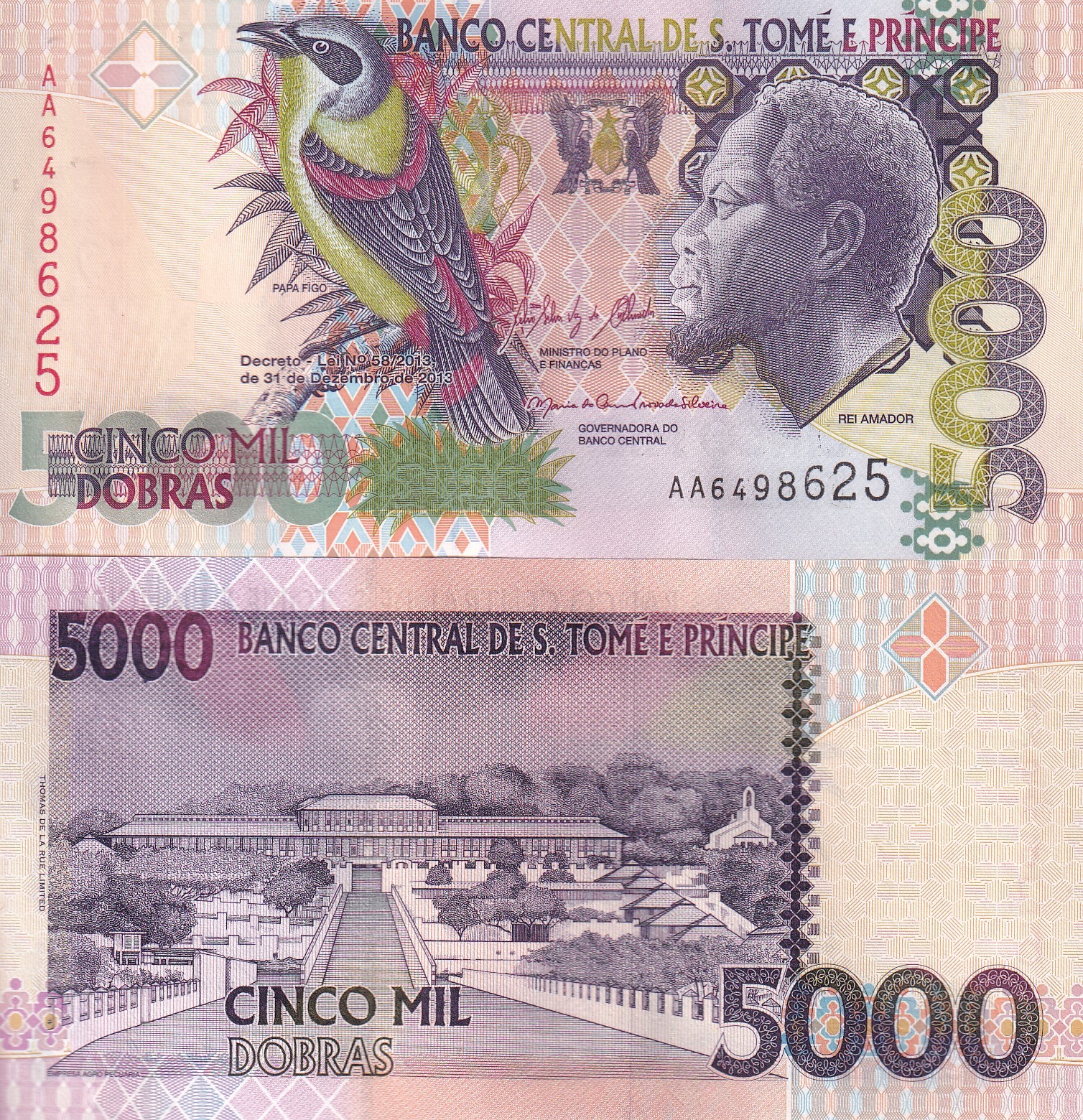 Saint Thomas & Prince 5000 Dobras 2013 P 65 UNC
