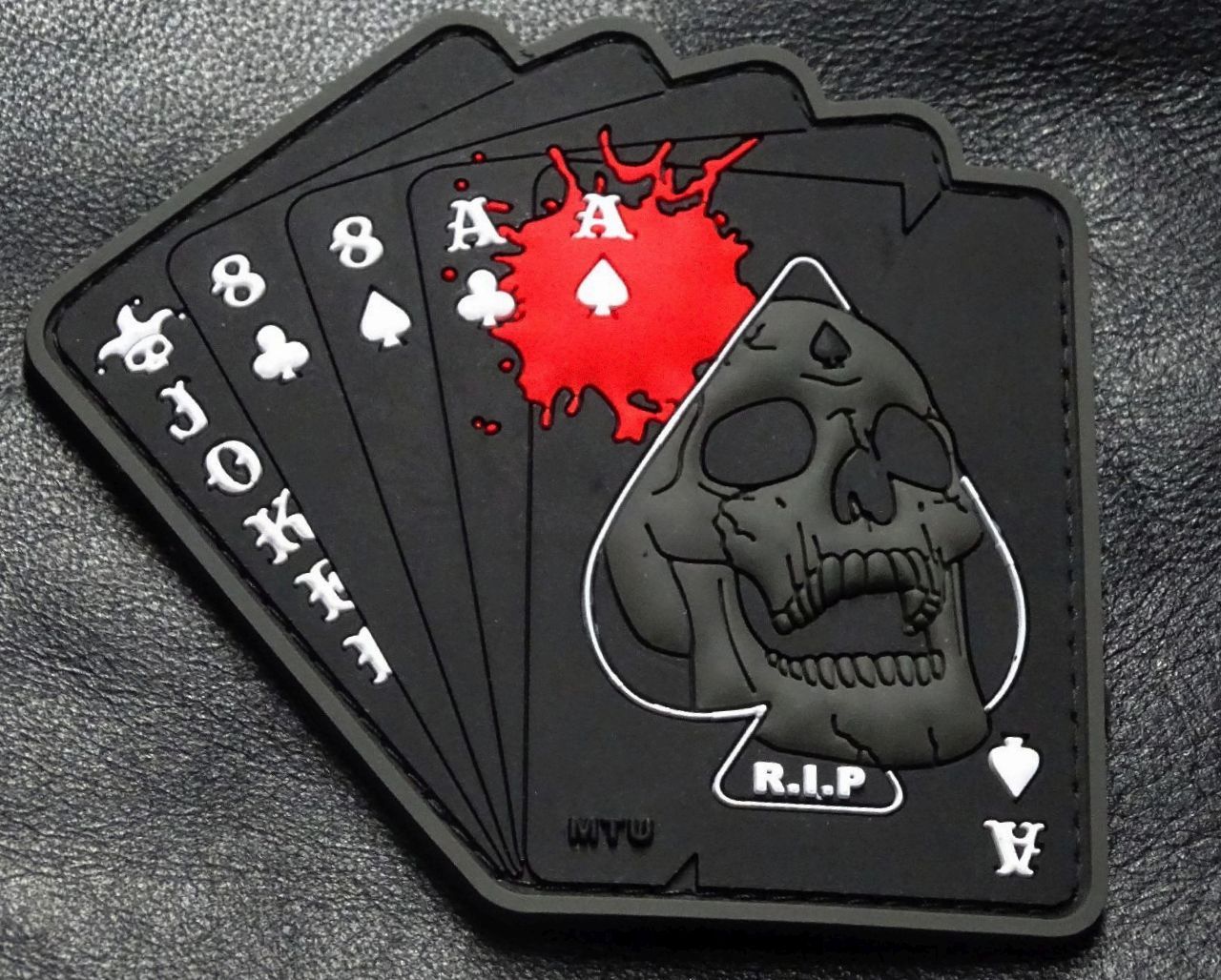 Ace Of Spade Dead Mans Hand Gothic Skull 3D PVC Rubber Patch (MTD8)