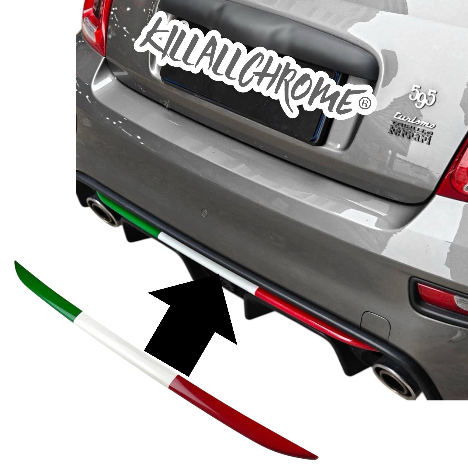 For Abarth 500 Rear Diffuser Lip Cover Tri Colour Bumper Cover S4 695 Italy 595