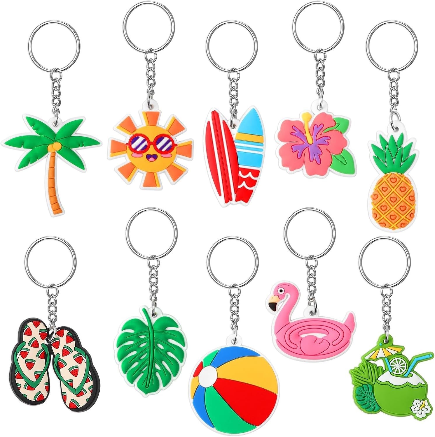 Exquisite 30PCS Silicone Summer Keychains - Ideal for Celebrations & Gifts