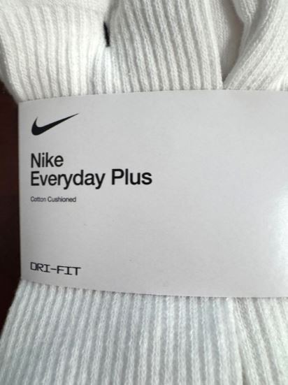 Nike Men's Crew Socks, Everyday Plus Cushioned SX6897-100 Medium Sz 6-8